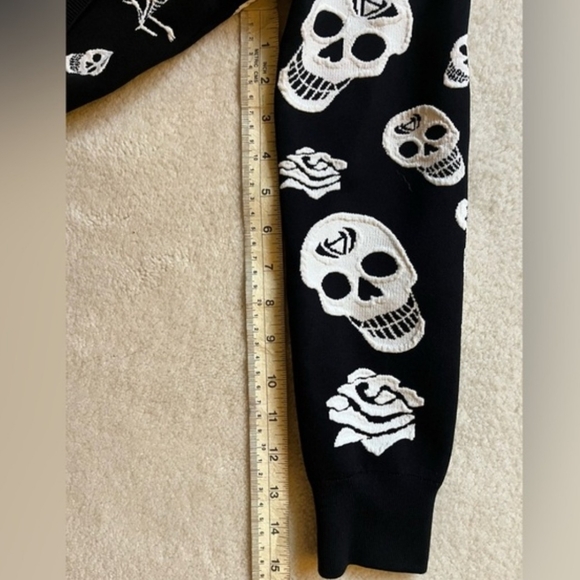 Ali and Dereck Black Skull and Rose Sweater Jacket - Picture 7 of 7